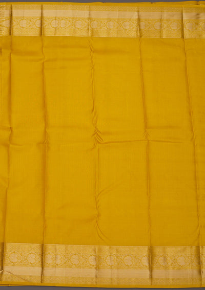 Mustard Zariwork Pure Silk Saree-Koskii