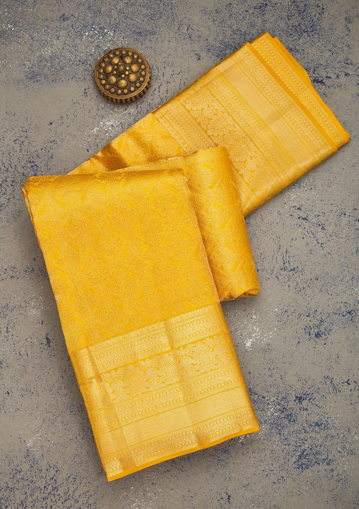 Mustard Zariwork Pure Silk Saree-Koskii