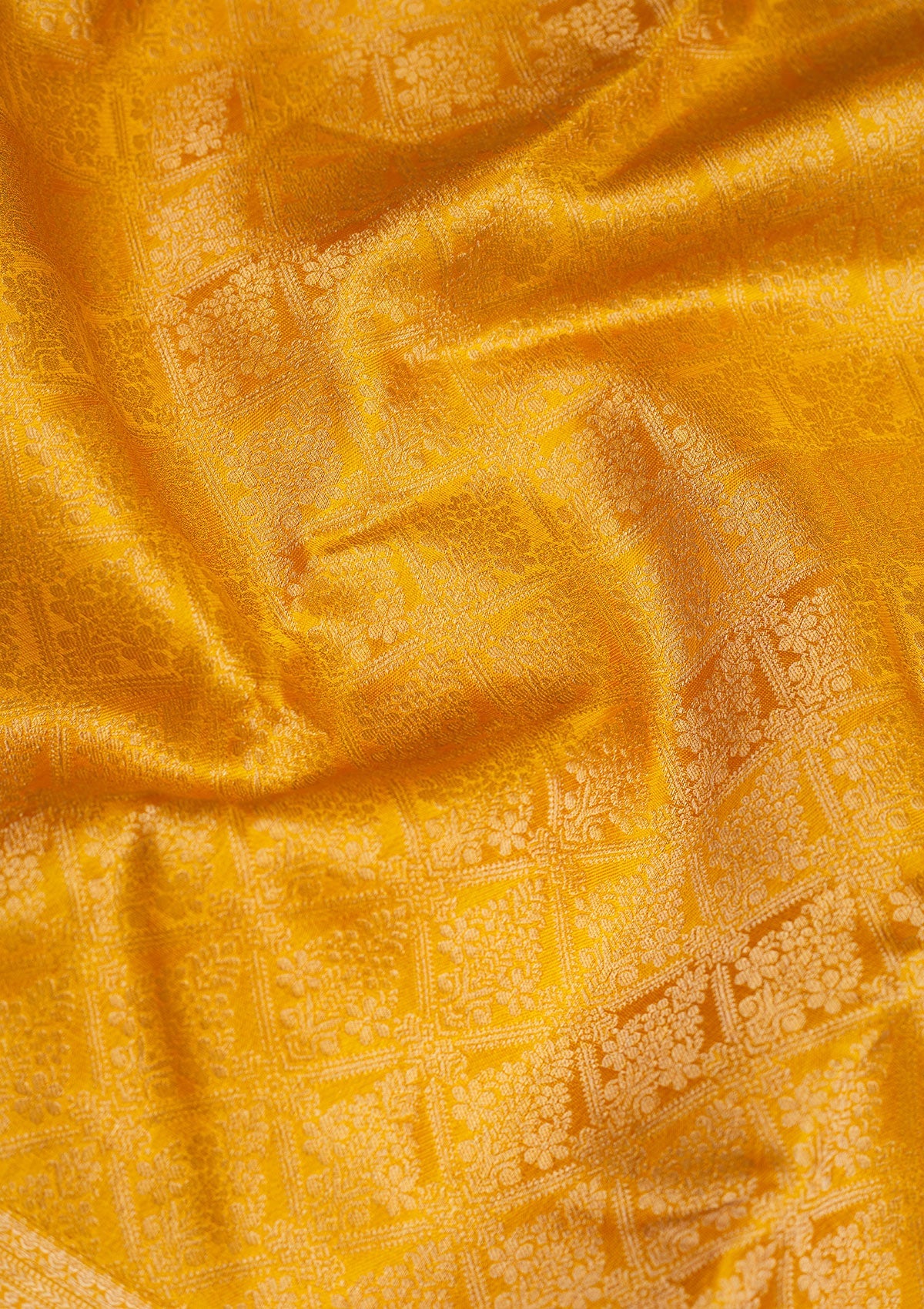 Mustard Zariwork Pure Silk Saree-Koskii