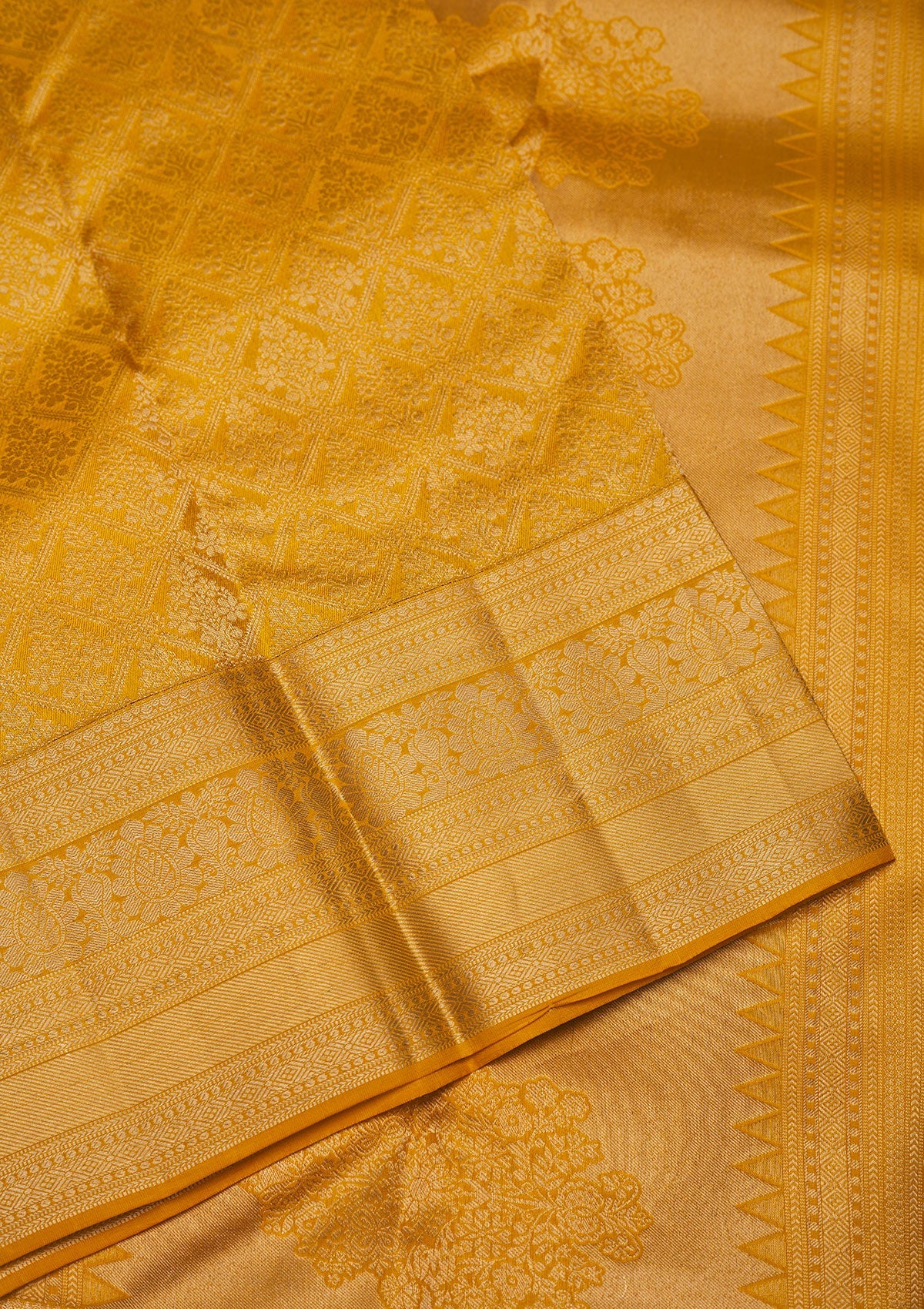 Mustard Zariwork Pure Silk Saree-Koskii