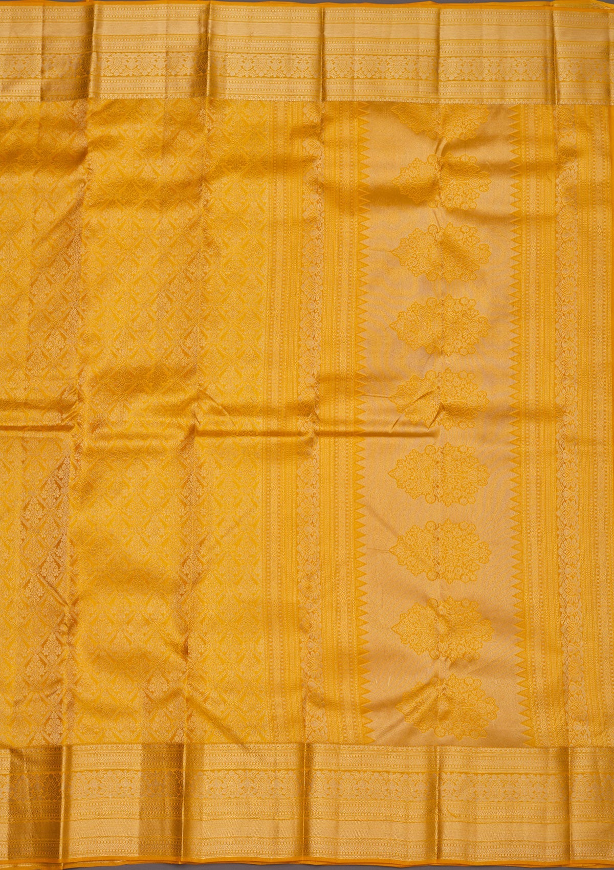 Mustard Zariwork Pure Silk Saree-Koskii