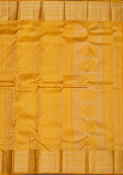 Mustard Zariwork Pure Silk Saree-Koskii