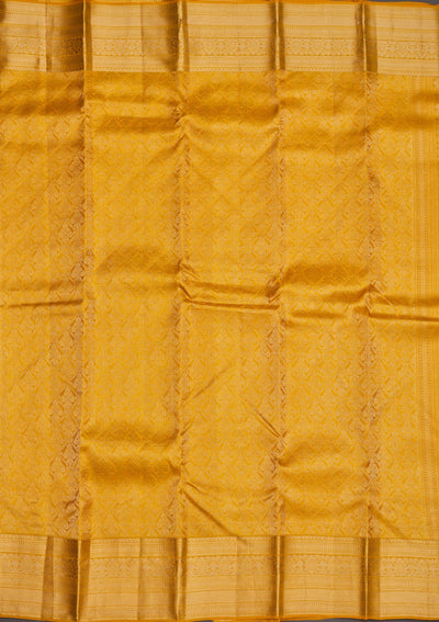 Mustard Zariwork Pure Silk Saree-Koskii