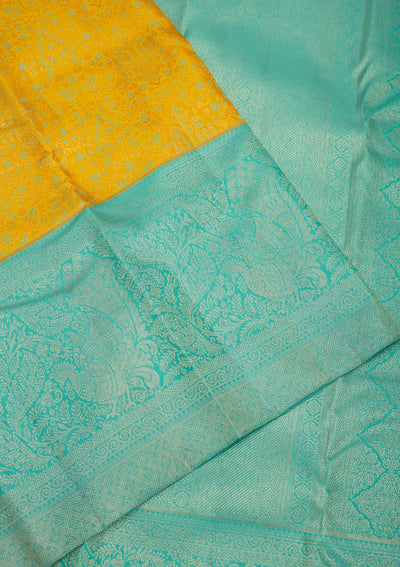 Mustard Zariwork Pure Silk Saree