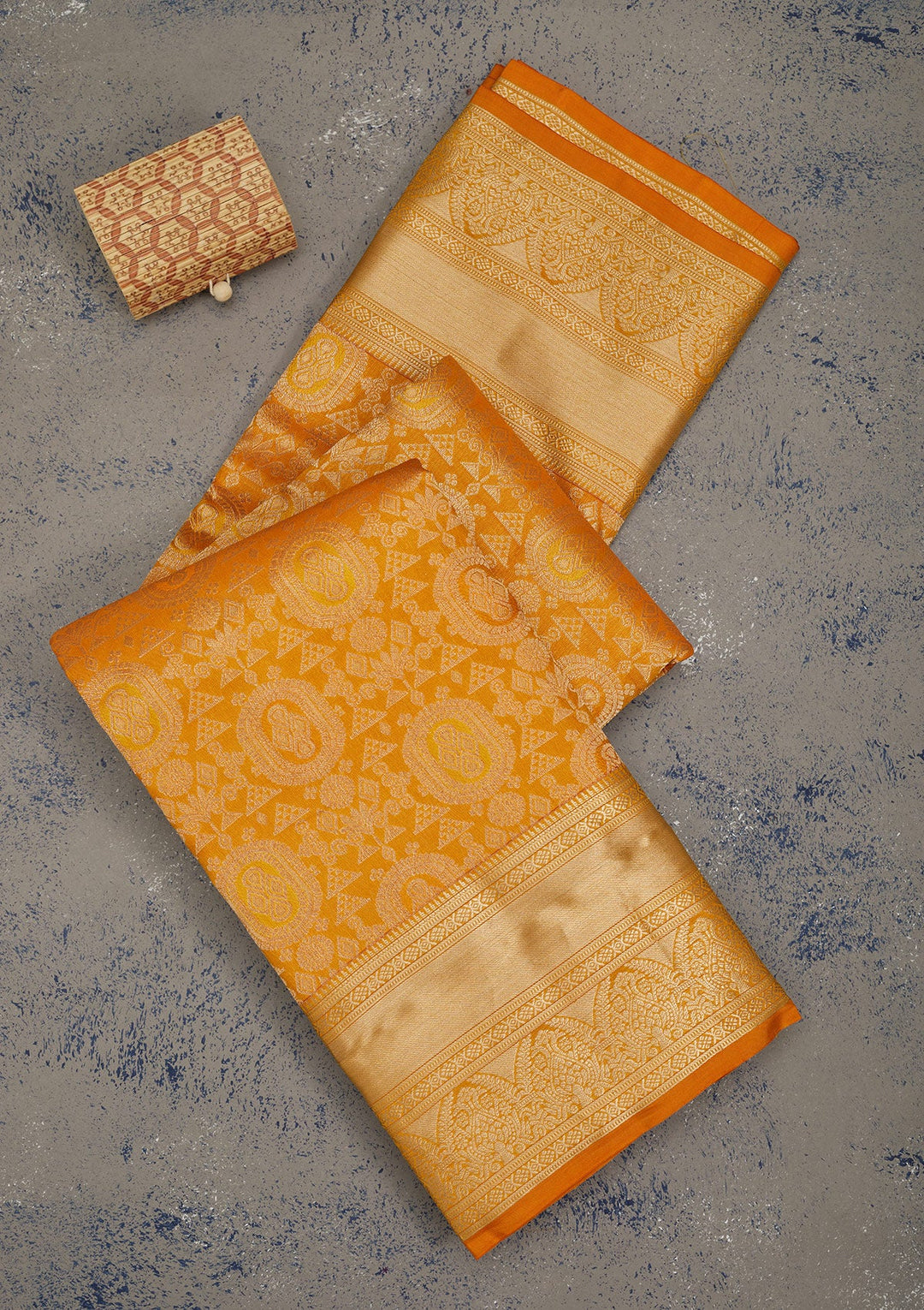 Mustard Zariwork Pure Silk Saree-Koskii