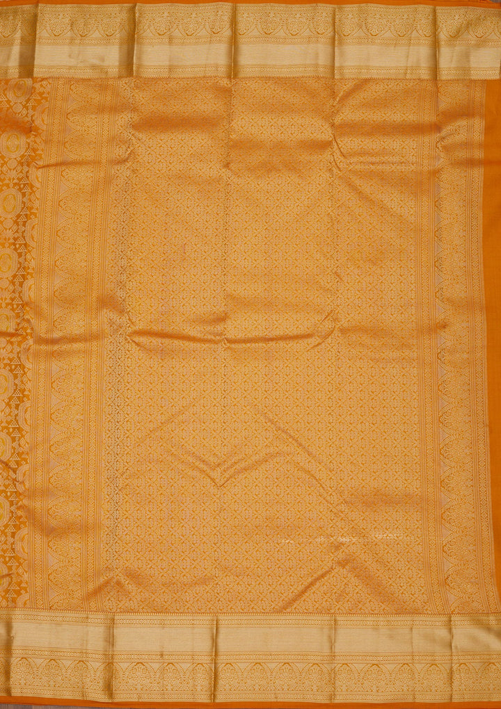 Mustard Zariwork Pure Silk Saree-Koskii