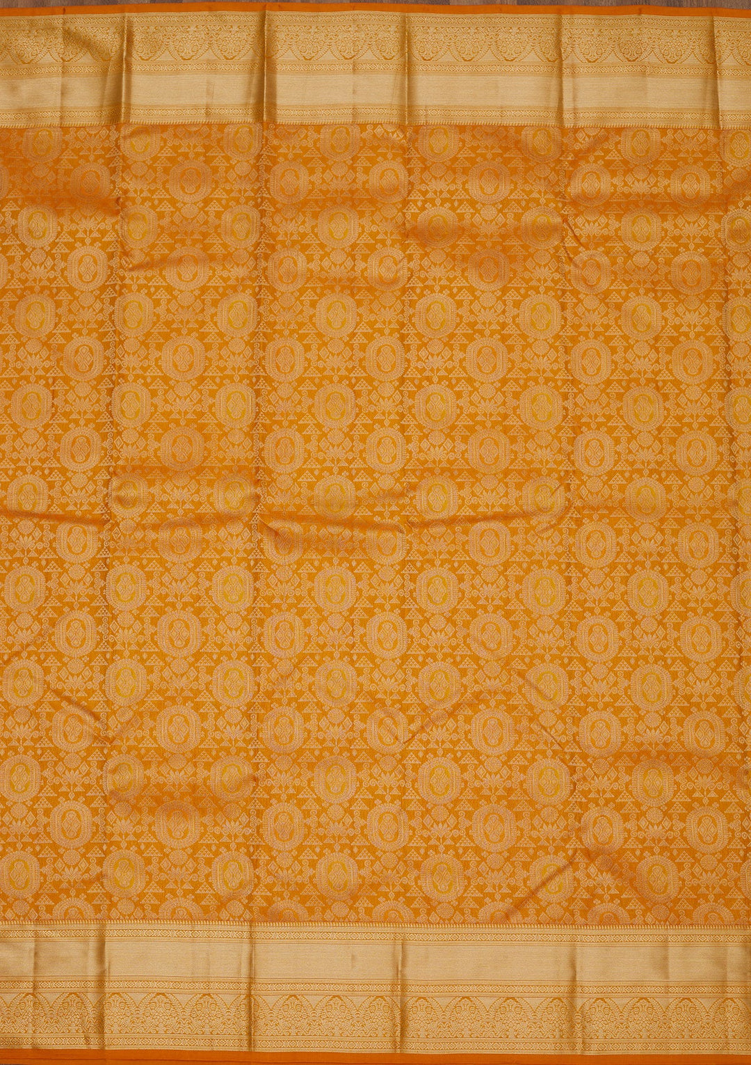 Mustard Zariwork Pure Silk Saree-Koskii