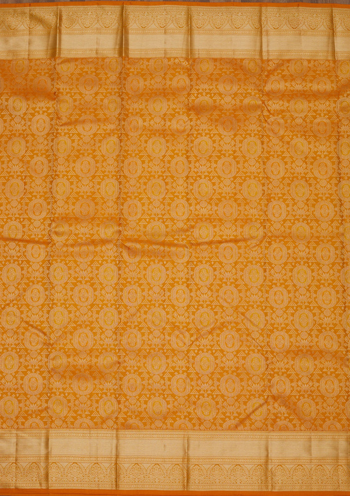 Mustard Zariwork Pure Silk Saree-Koskii