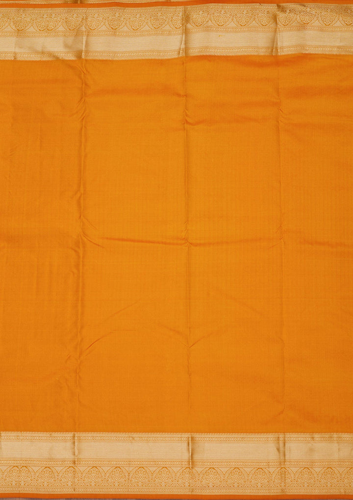 Mustard Zariwork Pure Silk Saree-Koskii