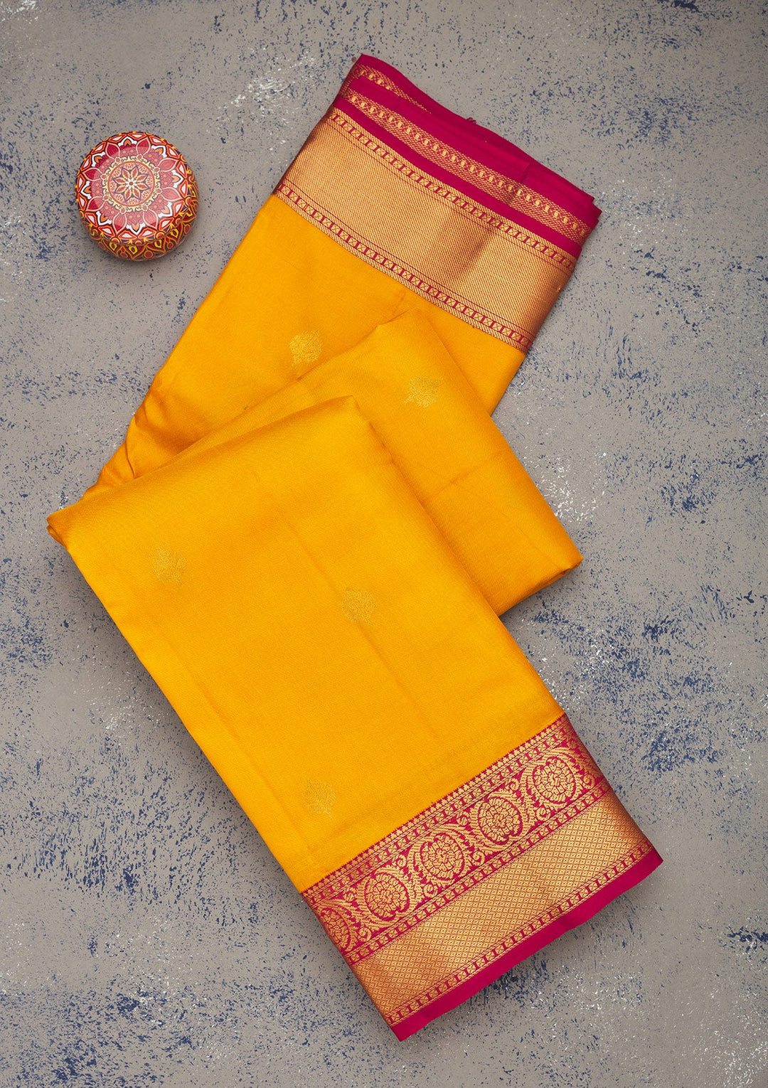 Mustard Zariwork Pure Silk Saree-Koskii