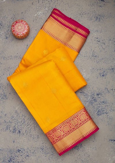 Mustard Zariwork Pure Silk Saree-Koskii