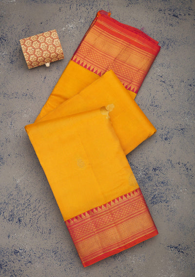 Mustard Zariwork Pure Silk Saree-Koskii