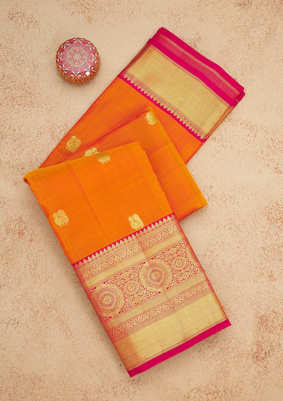 Mustard Zariwork Pure Silk Saree-Koskii