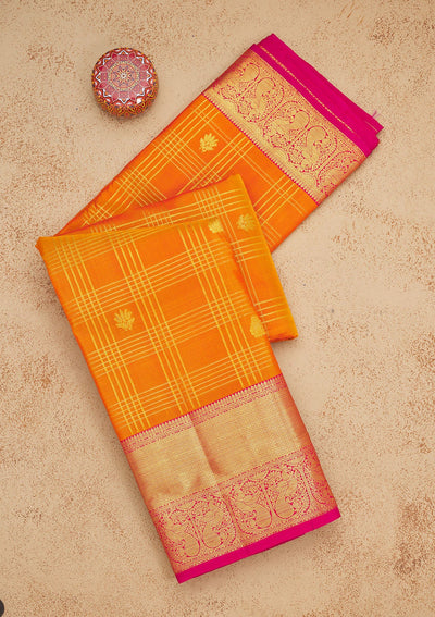 Mustard Zariwork Pure Silk Saree-Koskii