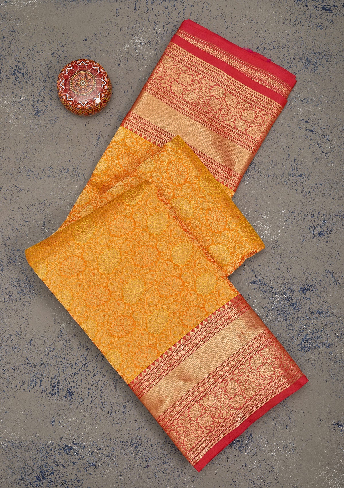Mustard Zariwork Pure Silk Saree-Koskii