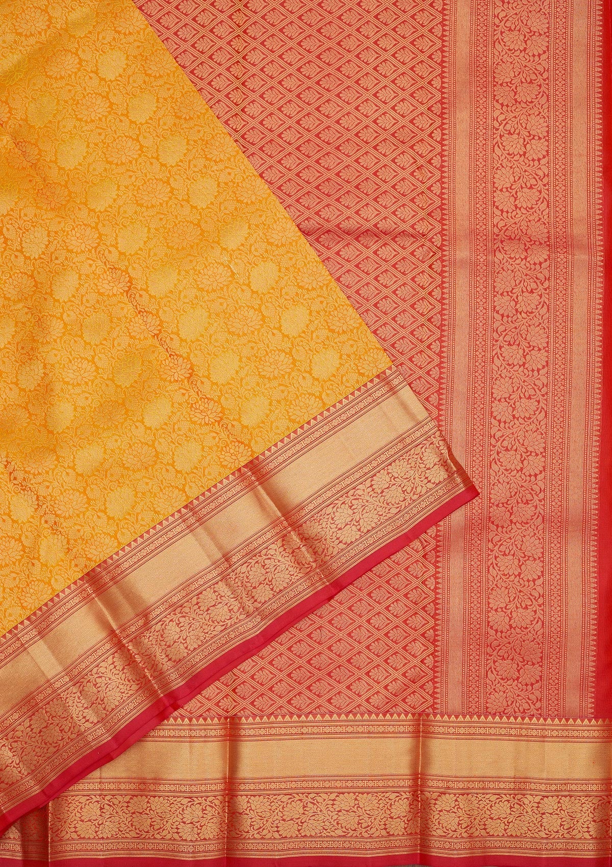 Mustard Zariwork Pure Silk Saree-Koskii