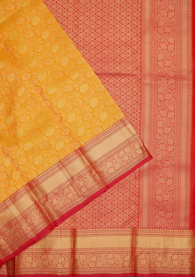 Mustard Zariwork Pure Silk Saree-Koskii