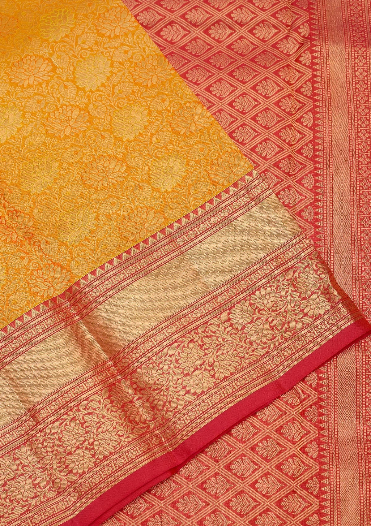 Mustard Zariwork Pure Silk Saree-Koskii
