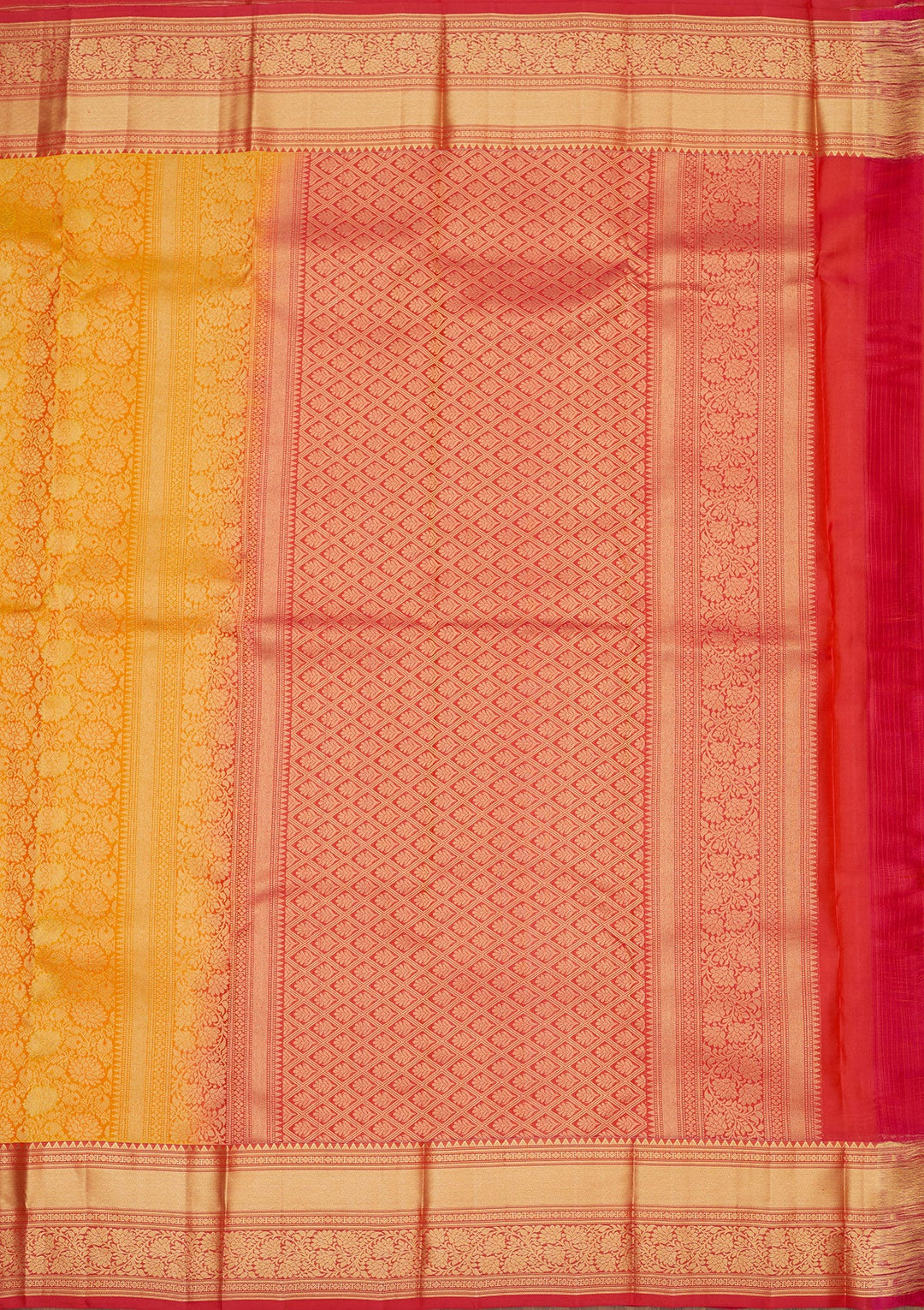 Mustard Zariwork Pure Silk Saree-Koskii
