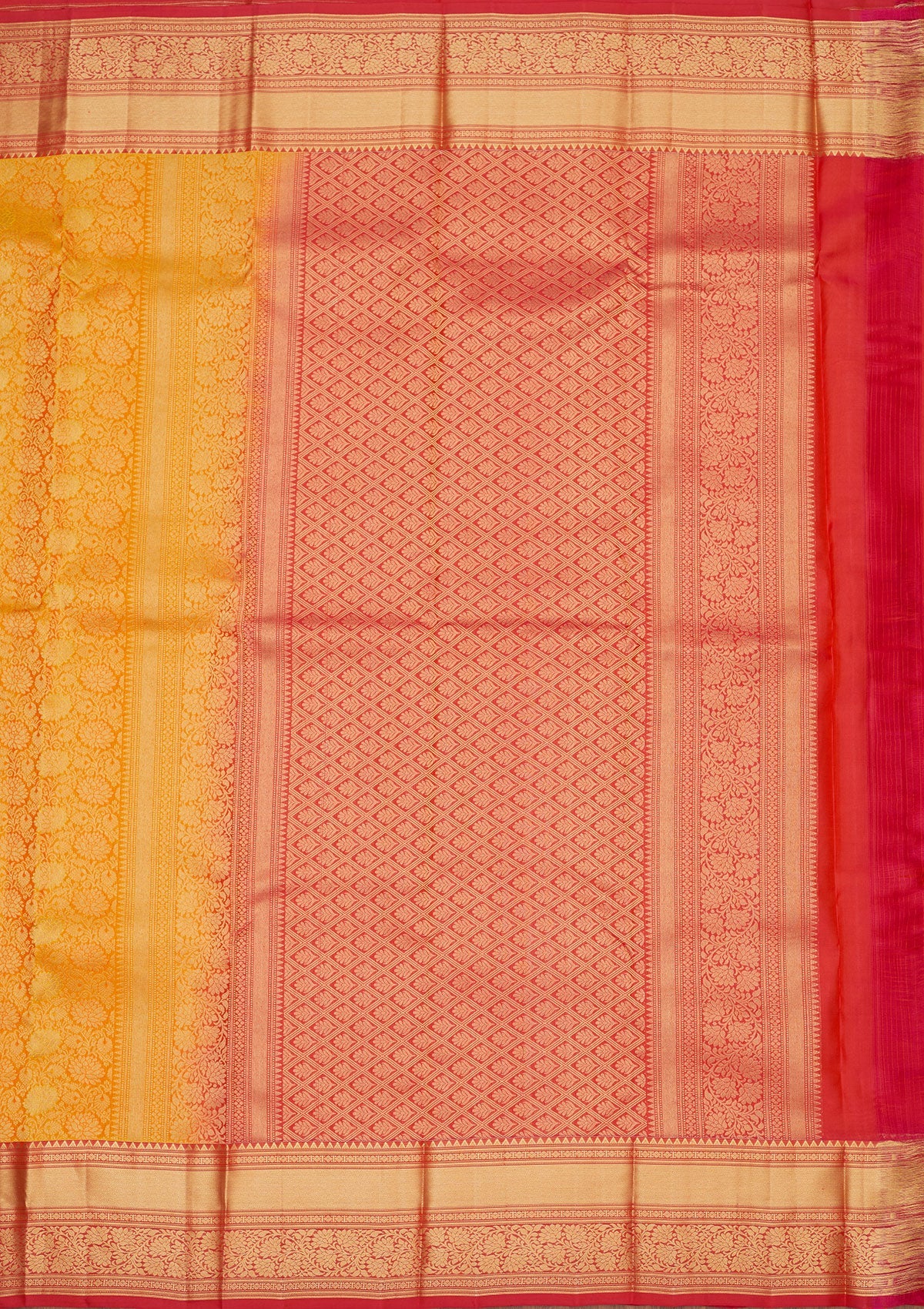 Mustard Zariwork Pure Silk Saree-Koskii