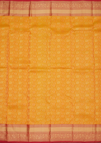 Mustard Zariwork Pure Silk Saree-Koskii