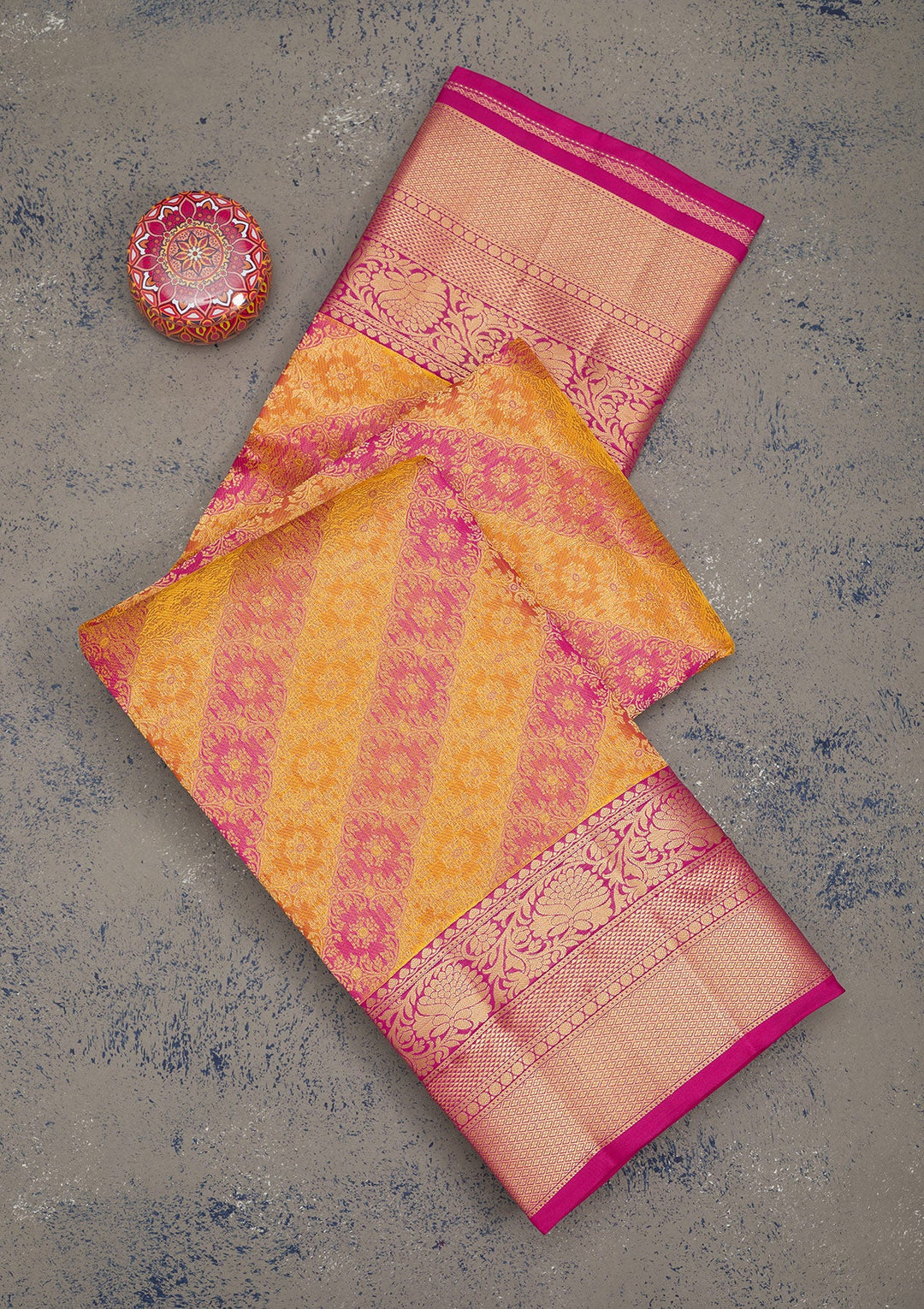 Mustard Zariwork Pure Silk Saree-Koskii