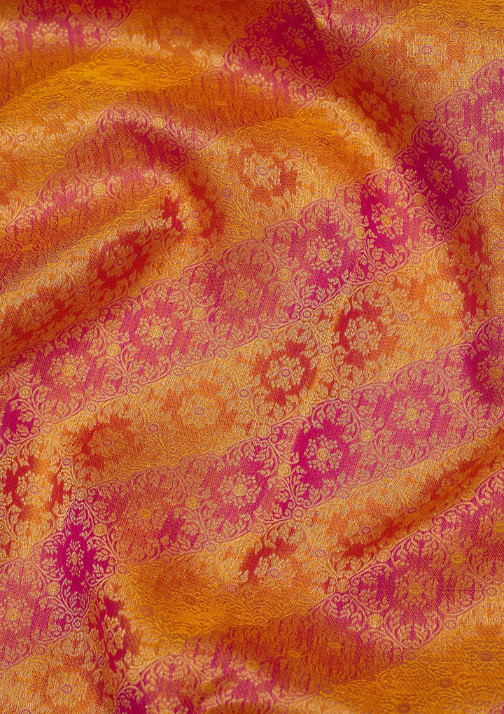 Mustard Zariwork Pure Silk Saree-Koskii