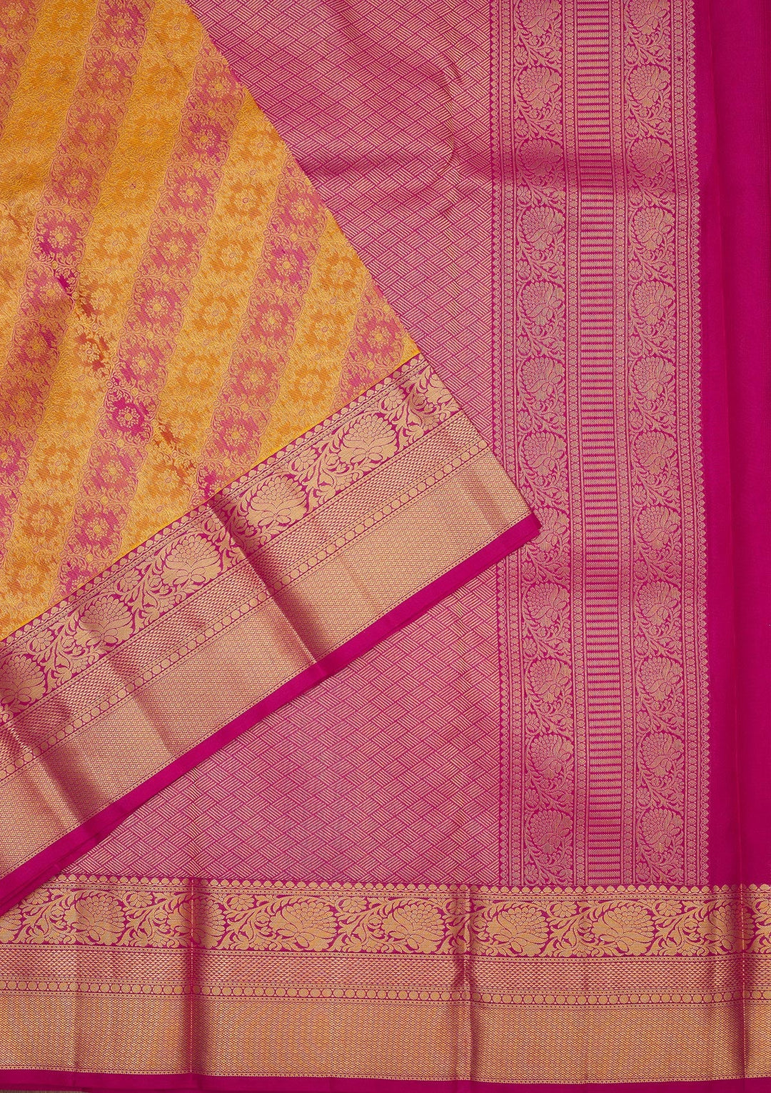 Mustard Zariwork Pure Silk Saree-Koskii