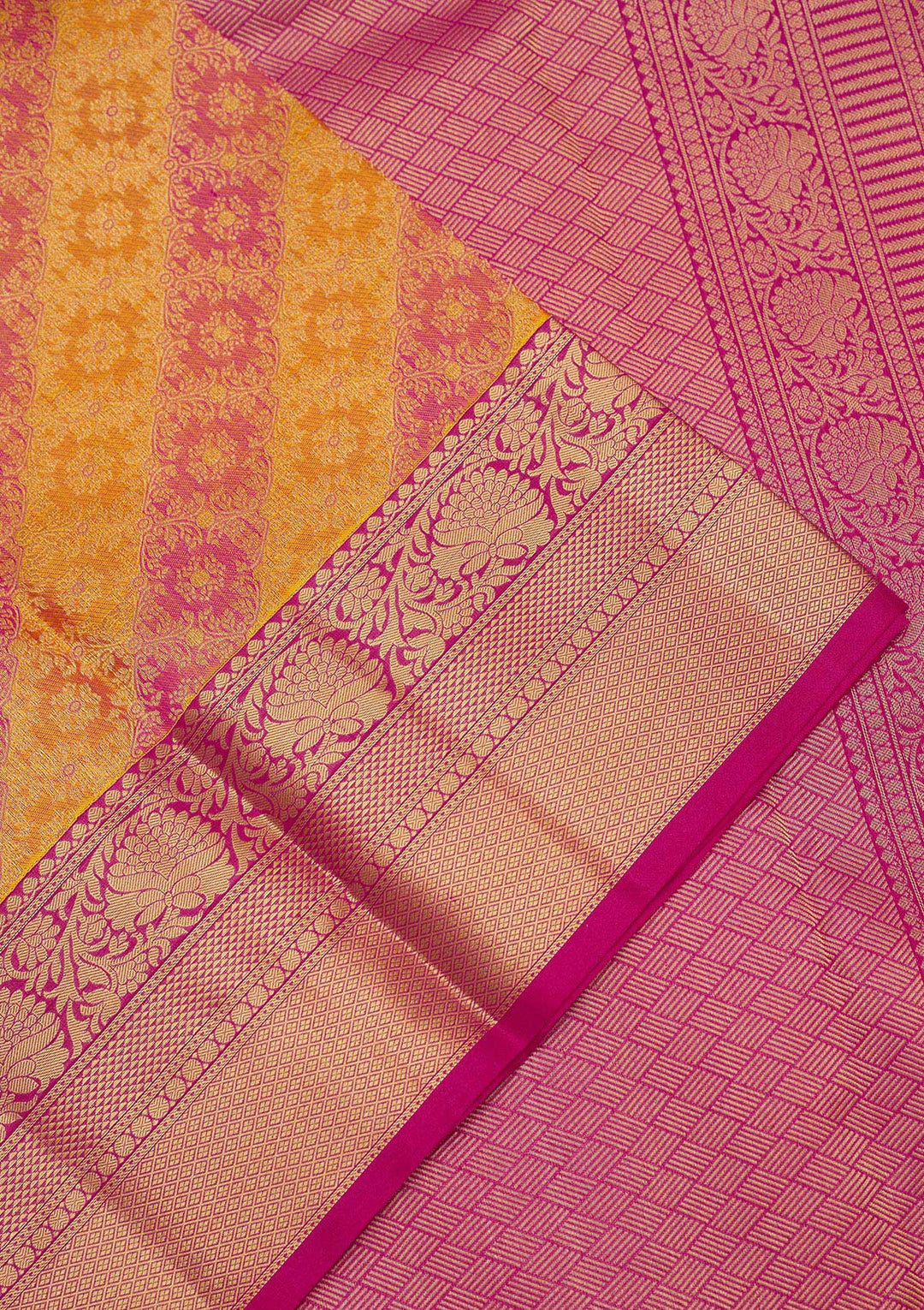 Mustard Zariwork Pure Silk Saree-Koskii