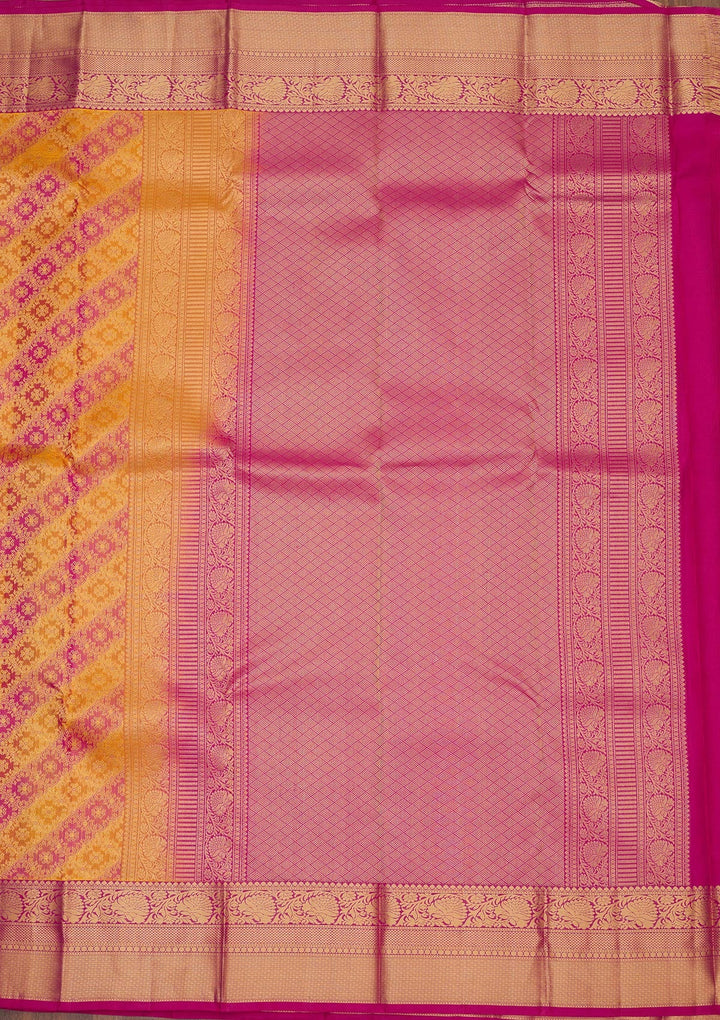 Mustard Zariwork Pure Silk Saree-Koskii