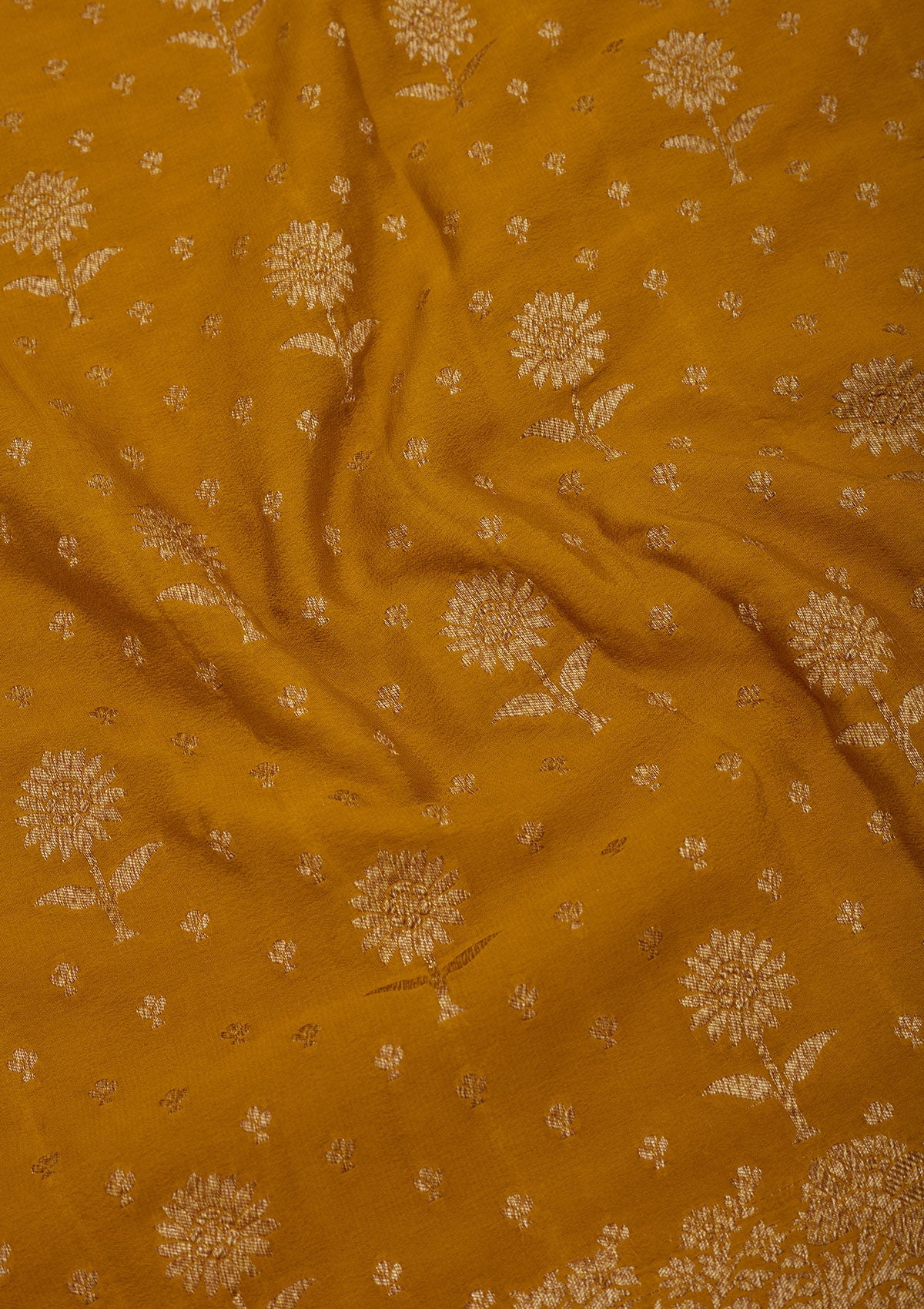 Mustard Zariwork Pure Silk Saree-Koskii