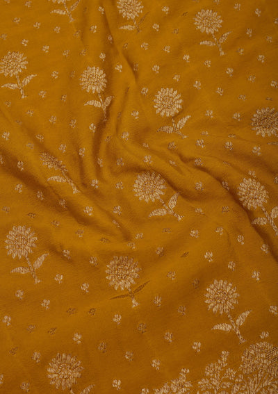 Mustard Zariwork Pure Silk Saree-Koskii