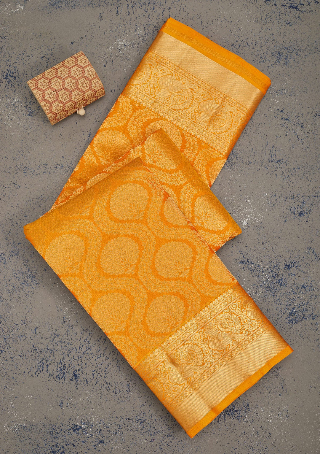 Mustard Zariwork Pure Silk Saree-Koskii