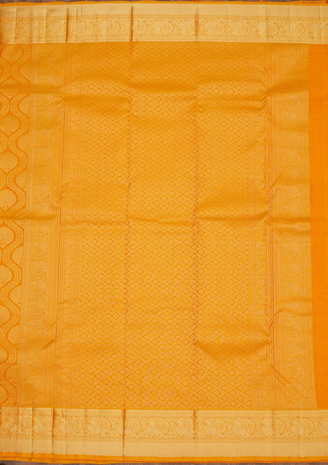 Mustard Zariwork Pure Silk Saree-Koskii