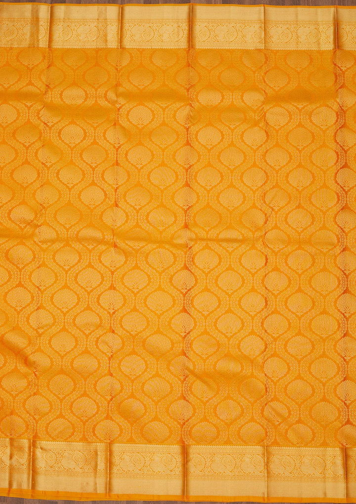 Mustard Zariwork Pure Silk Saree-Koskii