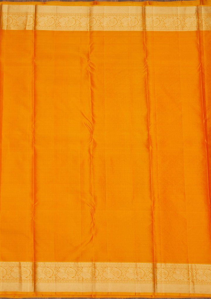 Mustard Zariwork Pure Silk Saree-Koskii