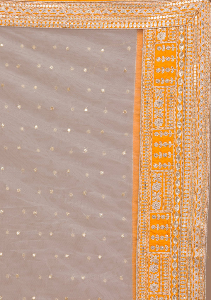 Mustard Zariwork Raw Silk Readymade Lehenga-Koskii