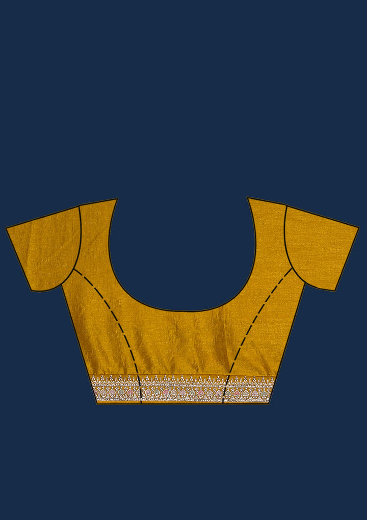 Mustard Zariwork Raw Silk Saree-Koskii