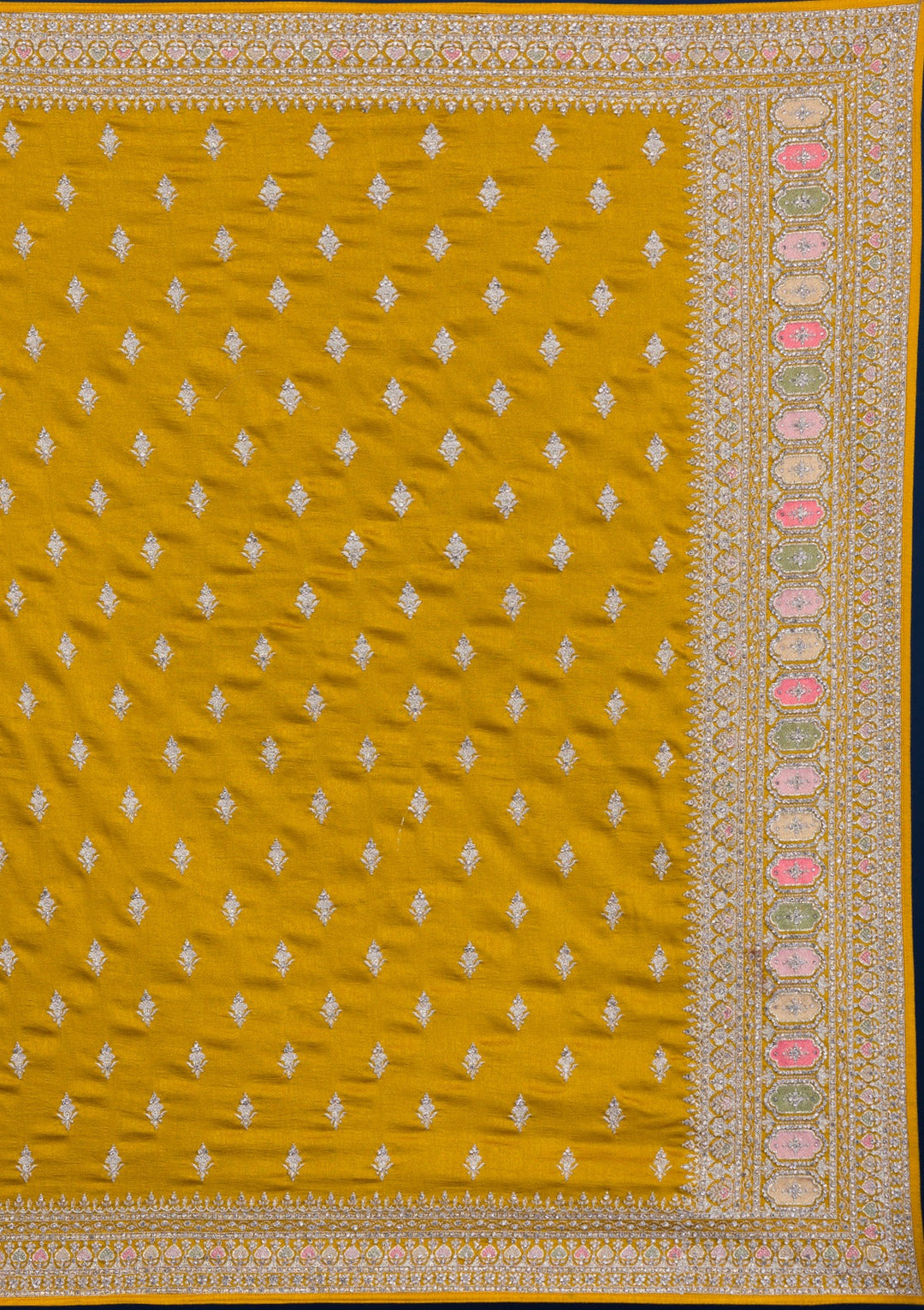 Mustard Zariwork Raw Silk Saree-Koskii