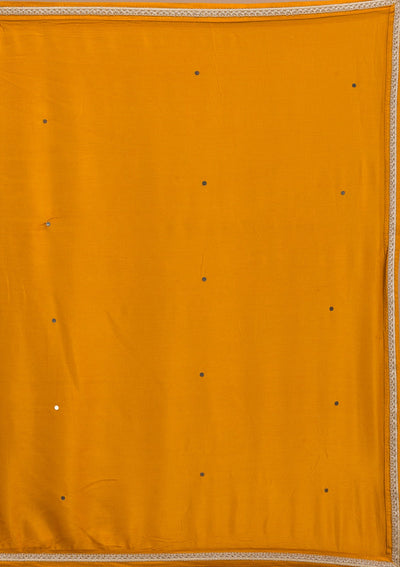 Mustard Zariwork Semi Crepe Readymade Salwar Suit-Koskii