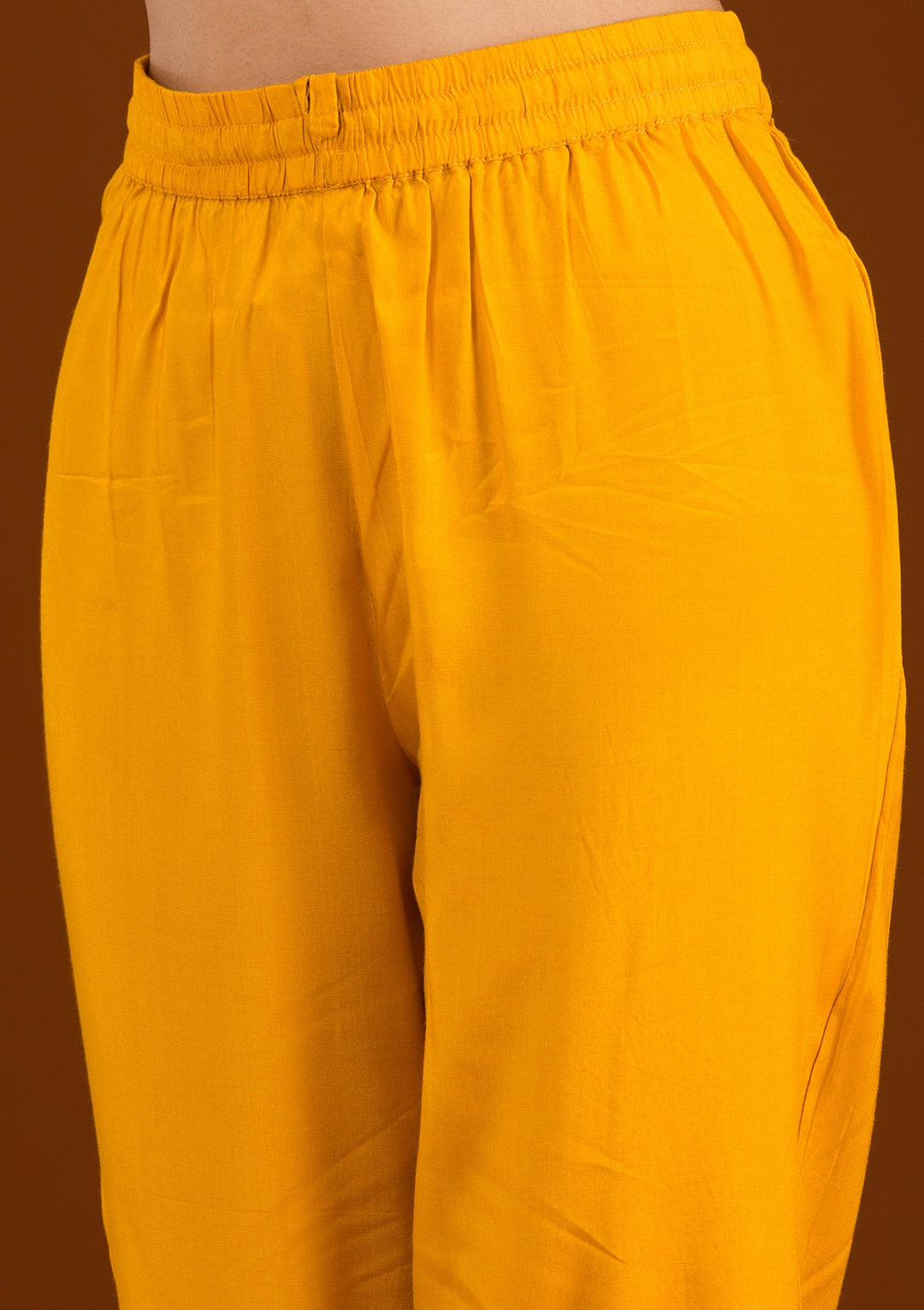 Mustard Zariwork Semi Crepe Readymade Salwar Suit