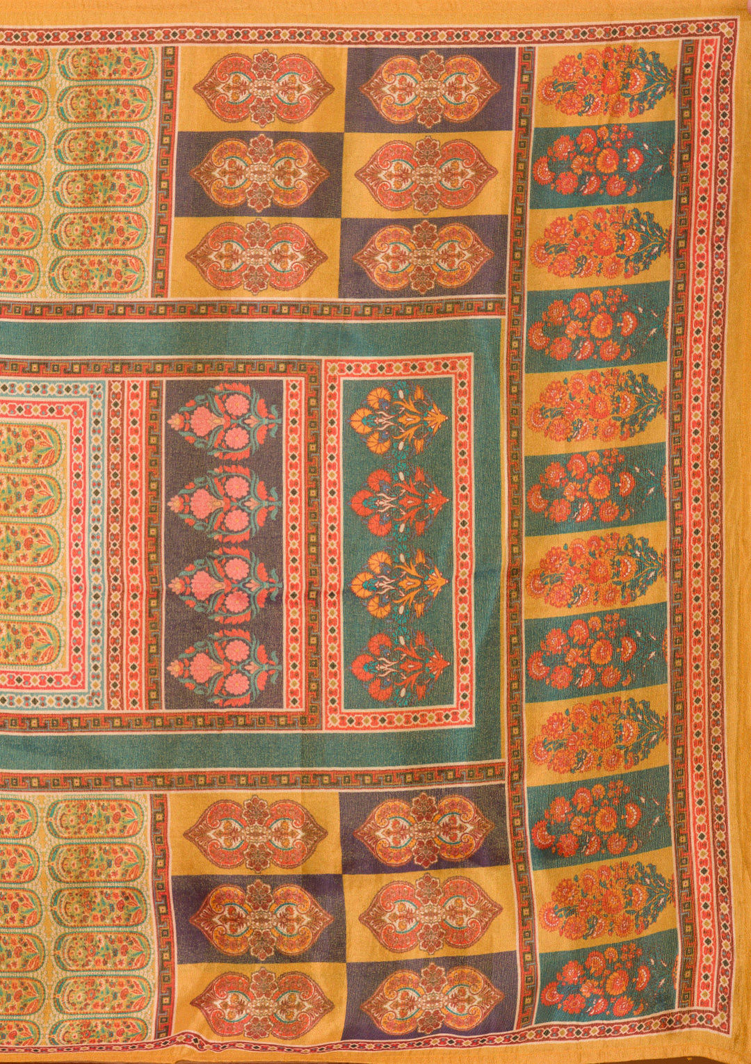 Mustard Zariwork Semi Crepe Readymade Salwar Suit