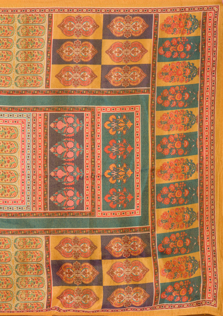 Mustard Zariwork Semi Crepe Readymade Salwar Suit