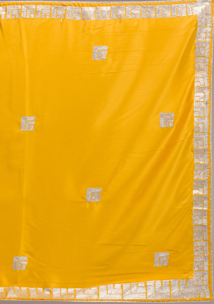 Mustard Zariwork Semi Crepe Saree-Koskii