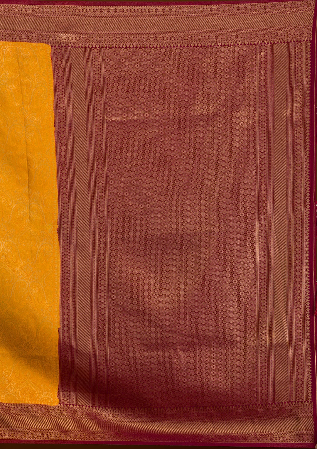 Mustard Zariwork Soft Silk Saree-Koskii