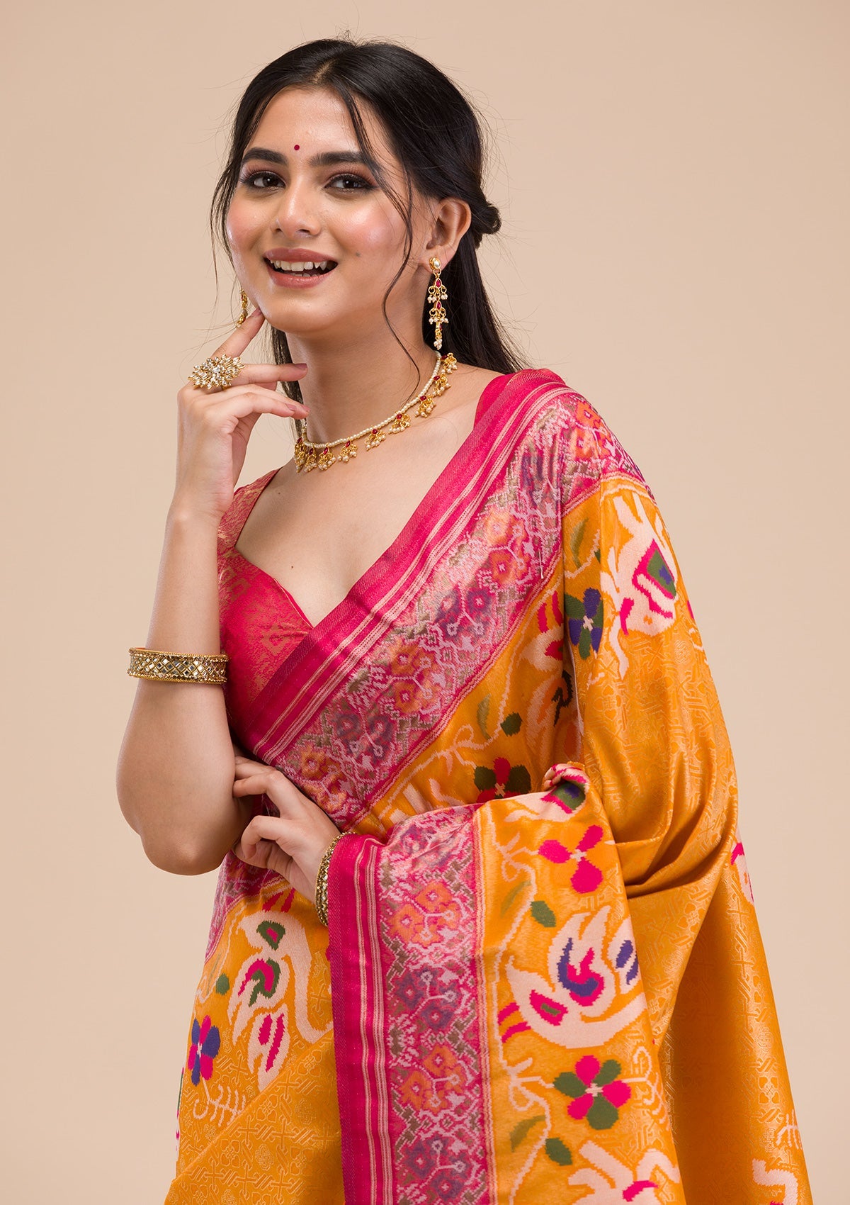 Mustard Zariwork Soft Silk Saree-Koskii