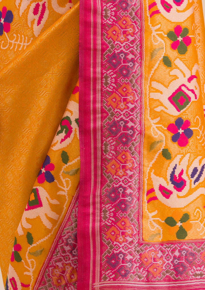 Mustard Zariwork Soft Silk Saree-Koskii