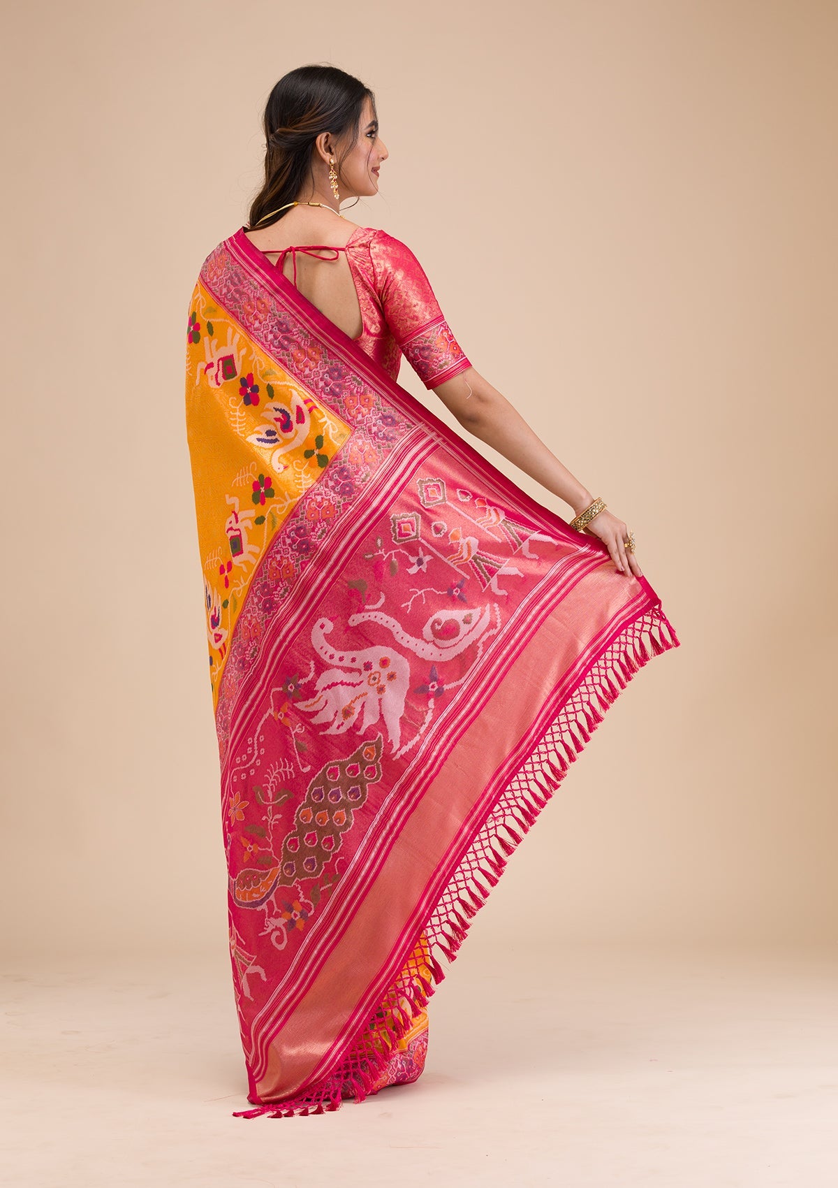 Mustard Zariwork Soft Silk Saree-Koskii