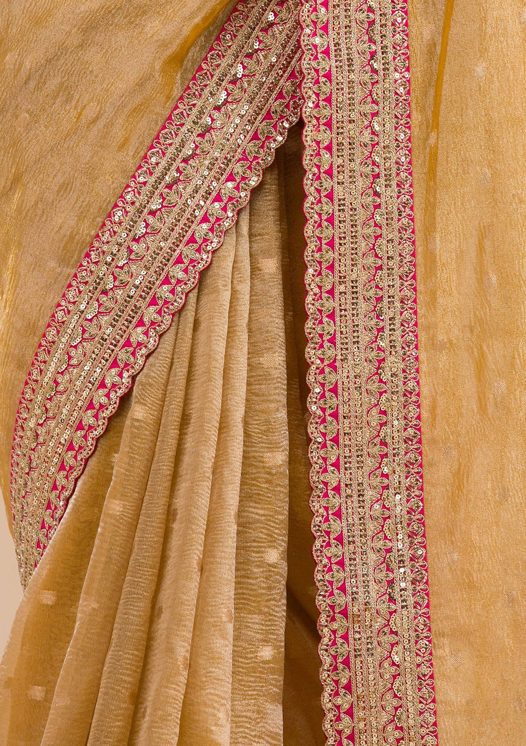 Mustard Zariwork Tissue Saree