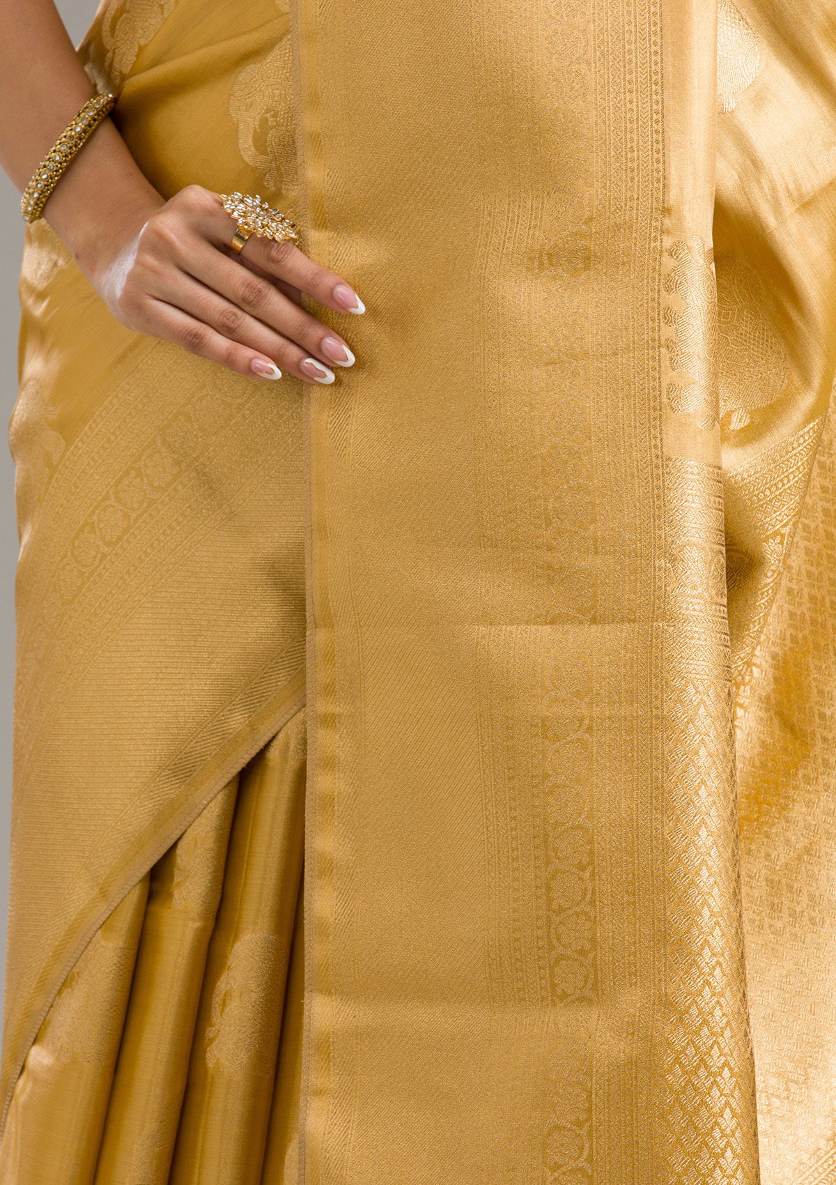 Mustard Zariwork Tissue Saree